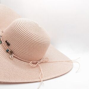 New Lucky Seven Women's Soft Pink Wide Brim Charm PIP Floppy Hat